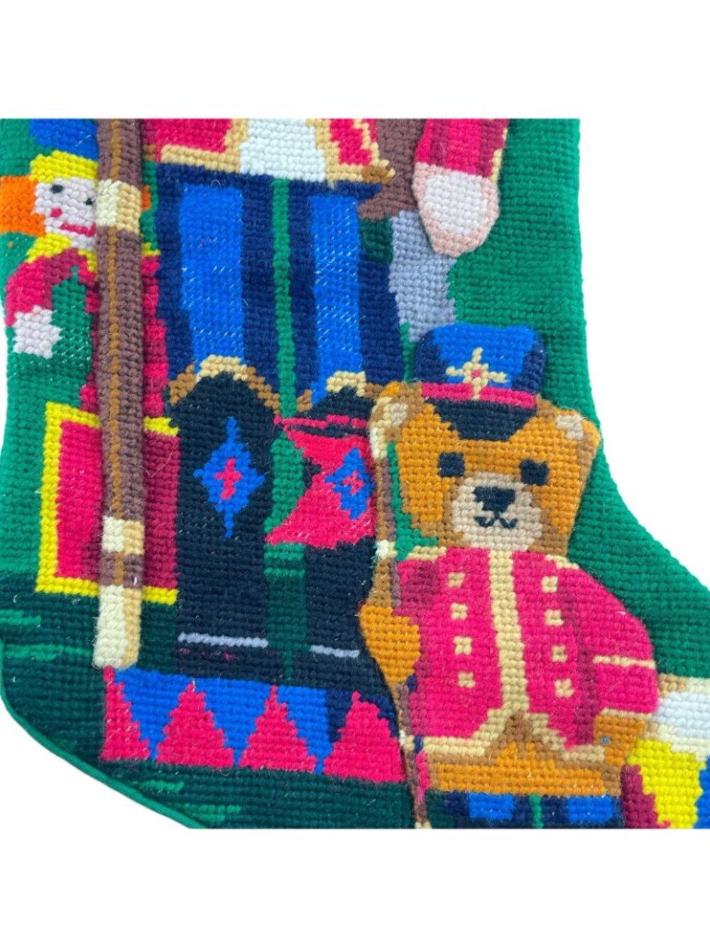Christmas Stocking Cross Stitch Nutcracker and Teddy Bear  Soldier Drum Horn - Picture 8 of 11